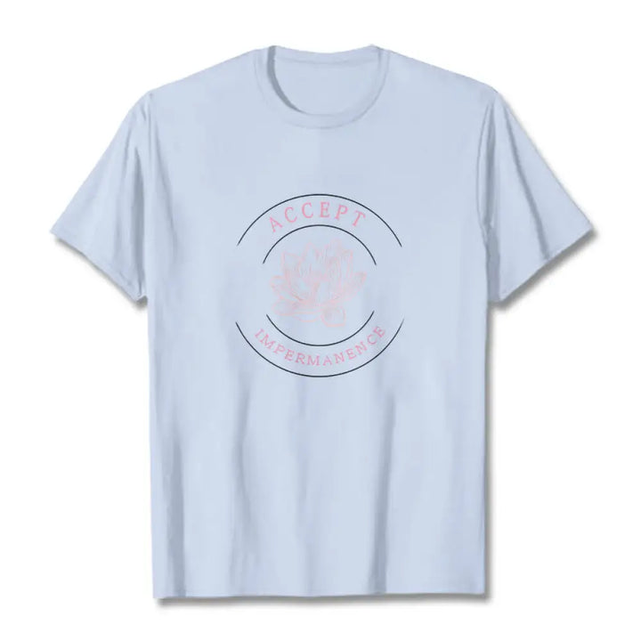 BWOOOH Lotus Accept Impermanence Cotton Tee T-shirt - LightCyan / S - T-Shirts