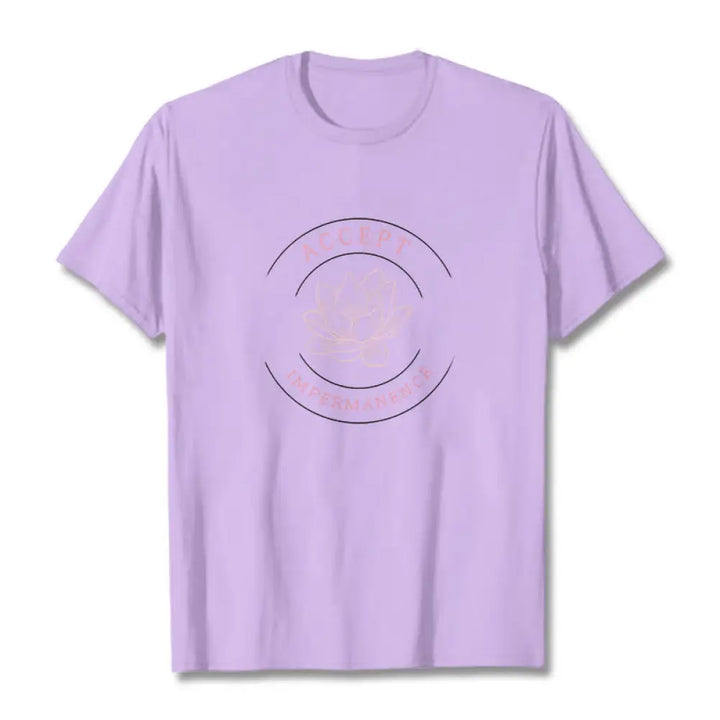 BWOOOH Lotus Accept Impermanence Cotton Tee T-shirt - Plum / S - T-Shirts