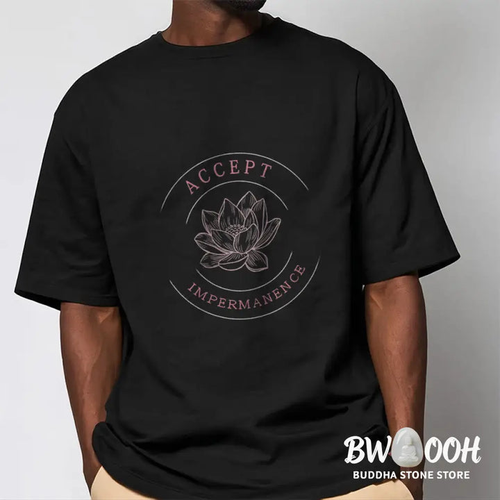 BWOOOH Lotus Accept Impermanence Cotton Tee T-shirt - T-Shirts