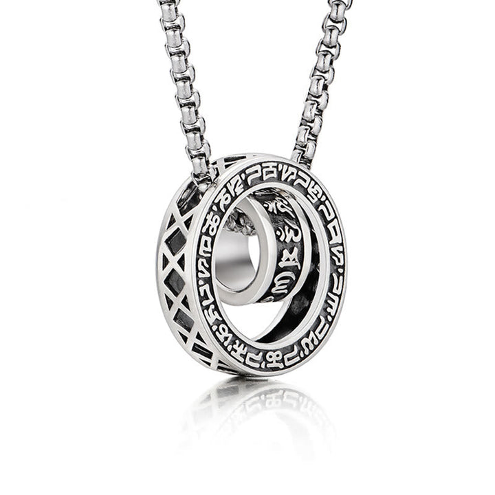 BWOOOH Tibetan Om Mani Padme Hum Carved Peace Purity Chain Necklace Pendant