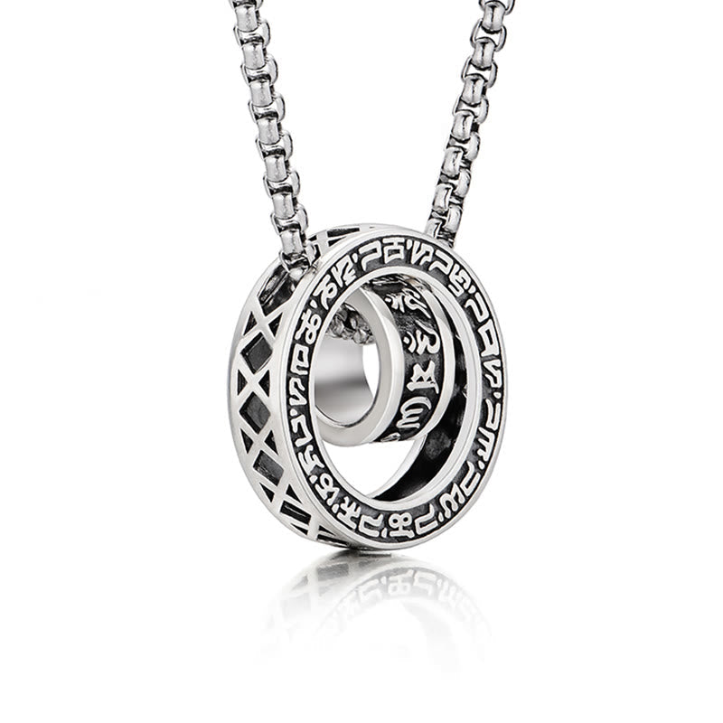 BWOOOH Tibetan Om Mani Padme Hum Carved Peace Purity Chain Necklace Pendant