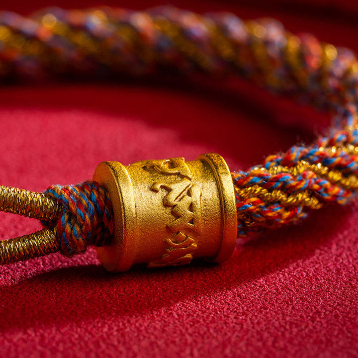 BWOOOH Handmade Multicolored Tibetan Om Mani Padme Hum Ruyi Auspicious Charm Braided Bracelet