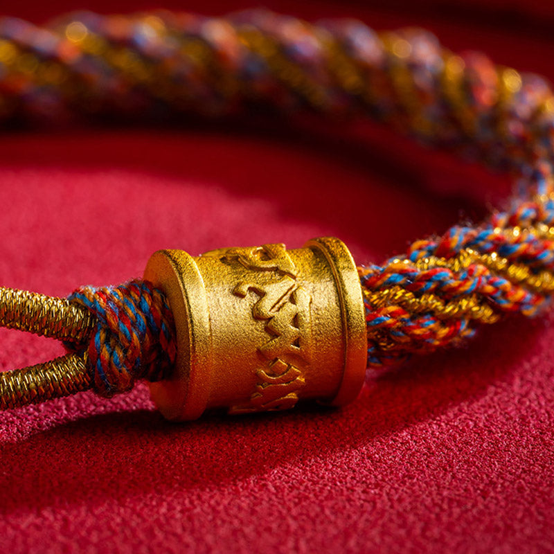 BWOOOH Handmade Multicolored Tibetan Om Mani Padme Hum Ruyi Auspicious Charm Braided Bracelet