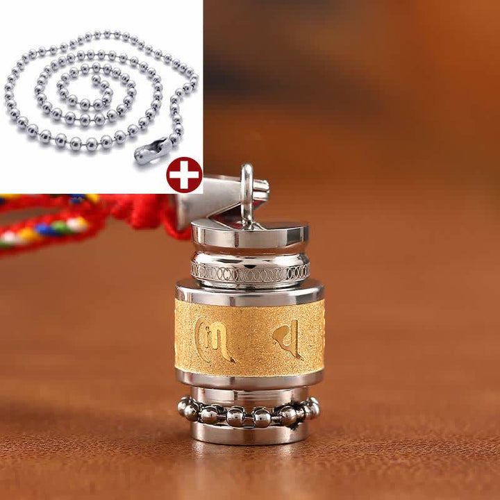 BWOOOH Tibet Om Mani Padme Hum Shurangama Mantra Titanium Steel Wisdom Amulet Necklace Pendant