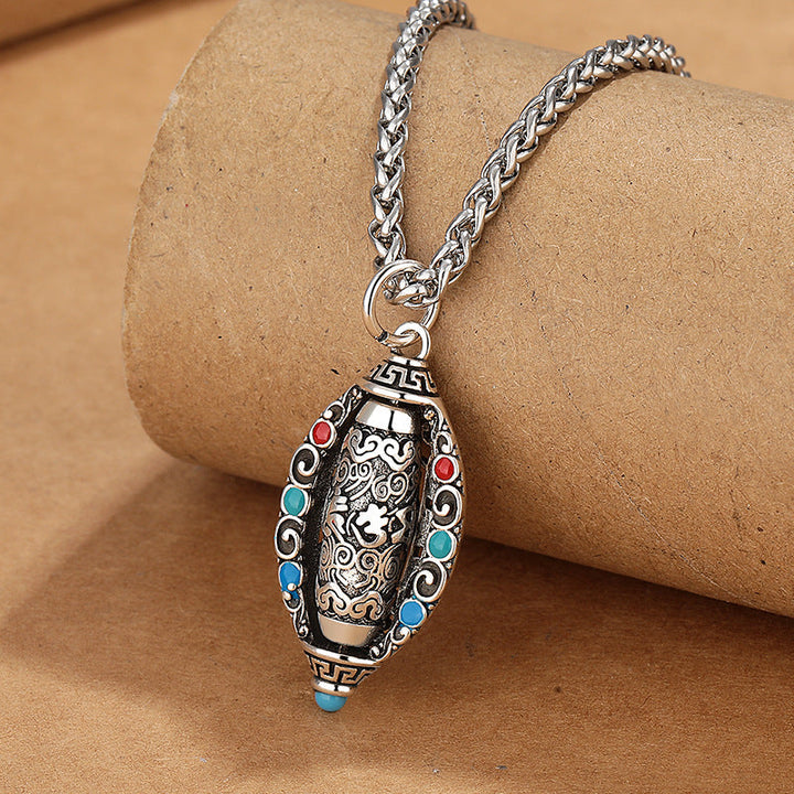BWOOOH Tibetan Om Mani Padme Hum Purity Rotatable Necklace Pendant