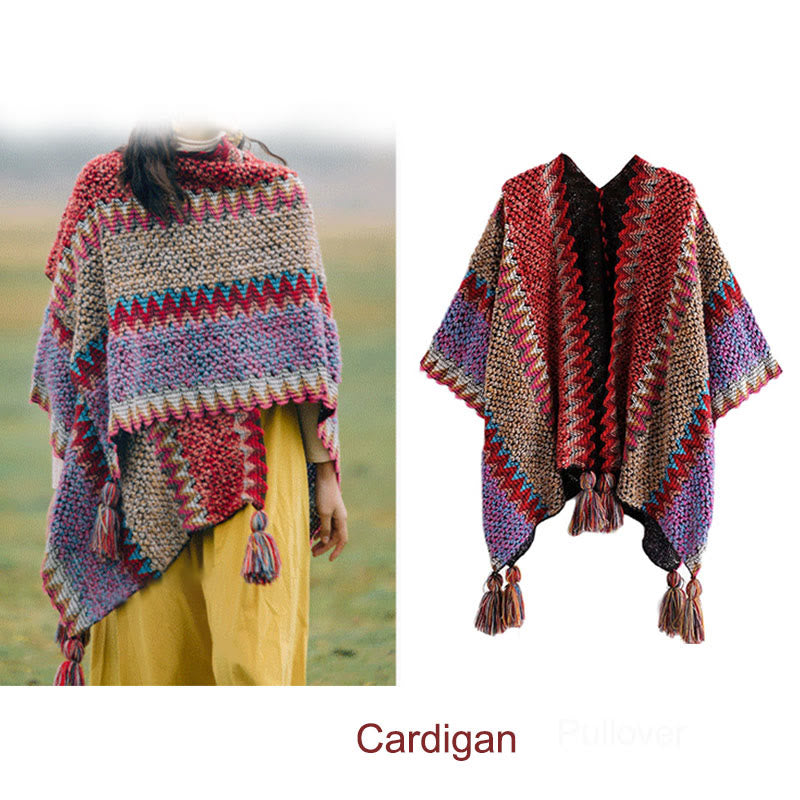 BWOOOH Tibetan Shawl Warm Cloak Tibetan Tassel Scarf