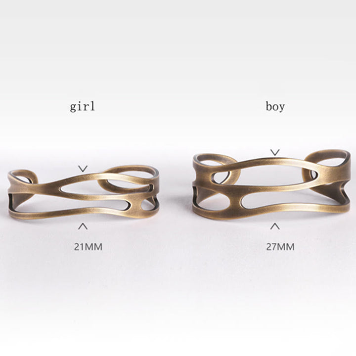 BWOOOH Vintage Curved Copper Brass Wealth Adjustable Cuff Bracelet Bangle | spiritual healing bracelet