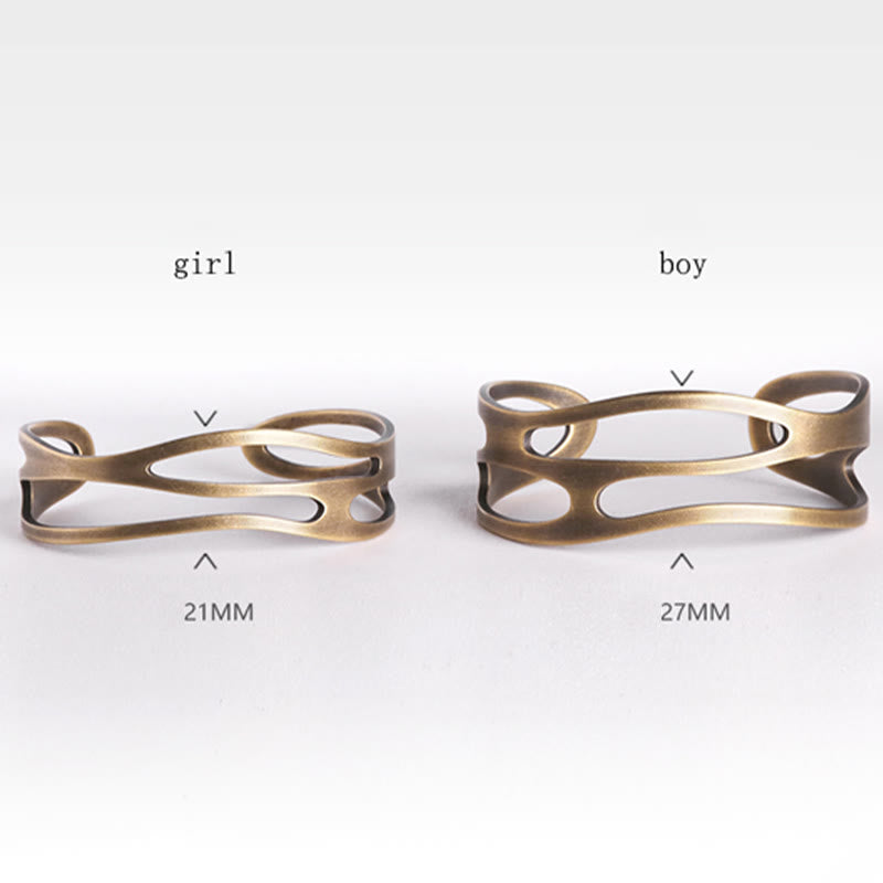 BWOOOH Vintage Curved Copper Brass Wealth Adjustable Cuff Bracelet Bangle | spiritual healing bracelet