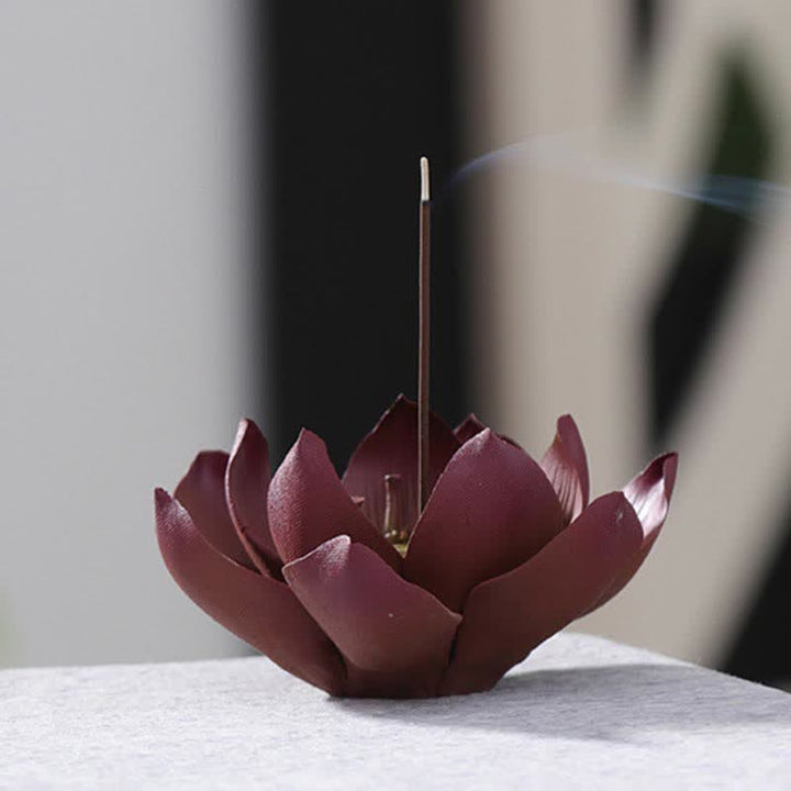 BWOOOH Tibetan Lotus Positive Peace Incense Burner Decoration | natural stone incense burner