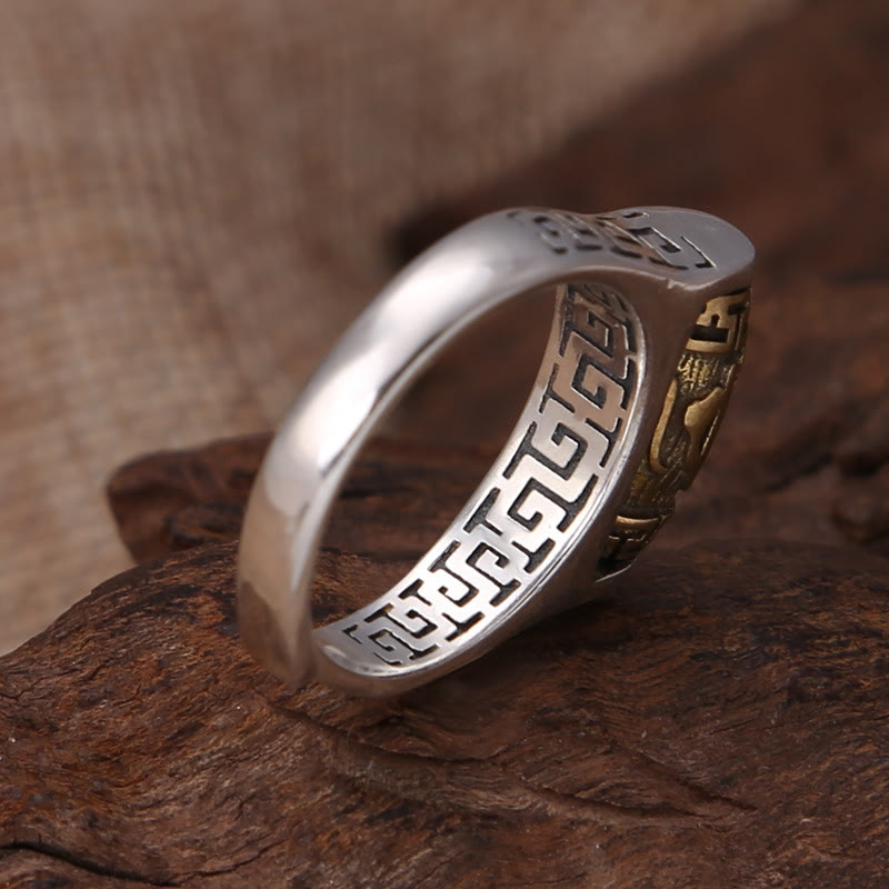 BWOOOH Tibet Om Mani Padme Hum Carved Design Purity Rotatable Ring