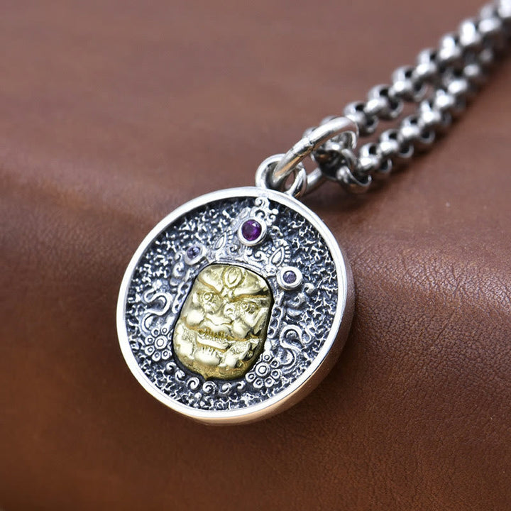 BWOOOH 925 Sterling Silver Zakiram Goddess of Wealth Dorje Vajra Spiritual Necklace Pendant