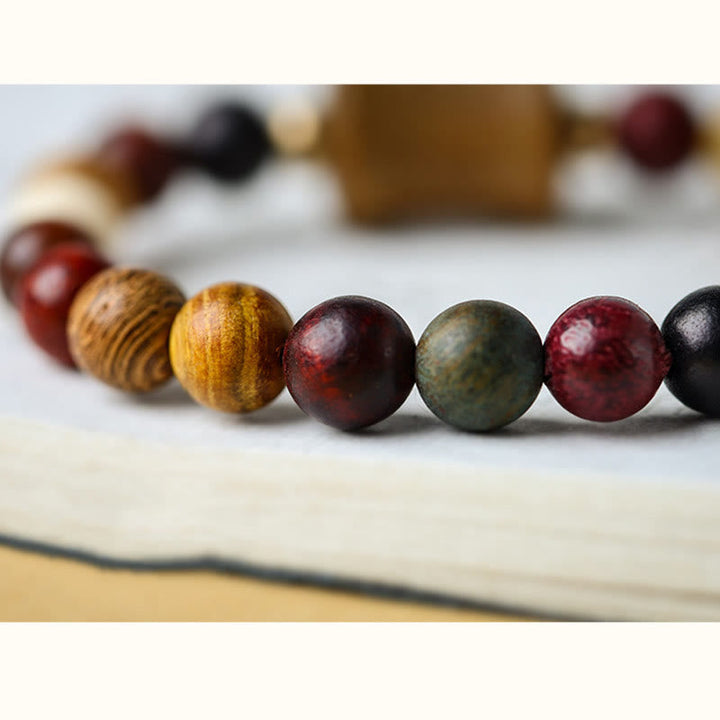 BWOOOH Tibet Multicolored Sandalwood Om Mani Padme Hum Protection Bracelet | spiritual healing bracelet