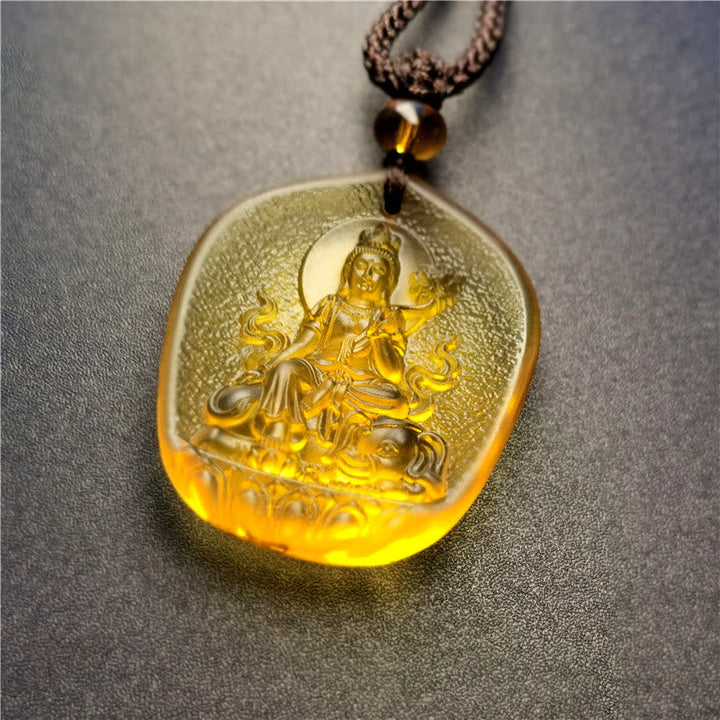 BWOOOH Chinese Zodiac Natal Buddha Blessing Liuli Crystal Compassion Necklace Pendant
