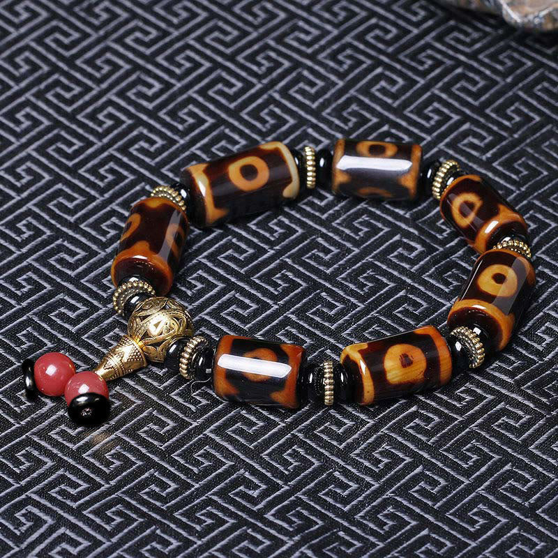 BWOOOH Tibetan Nine-Eye Dzi Bead Fortune Charm Bracelet