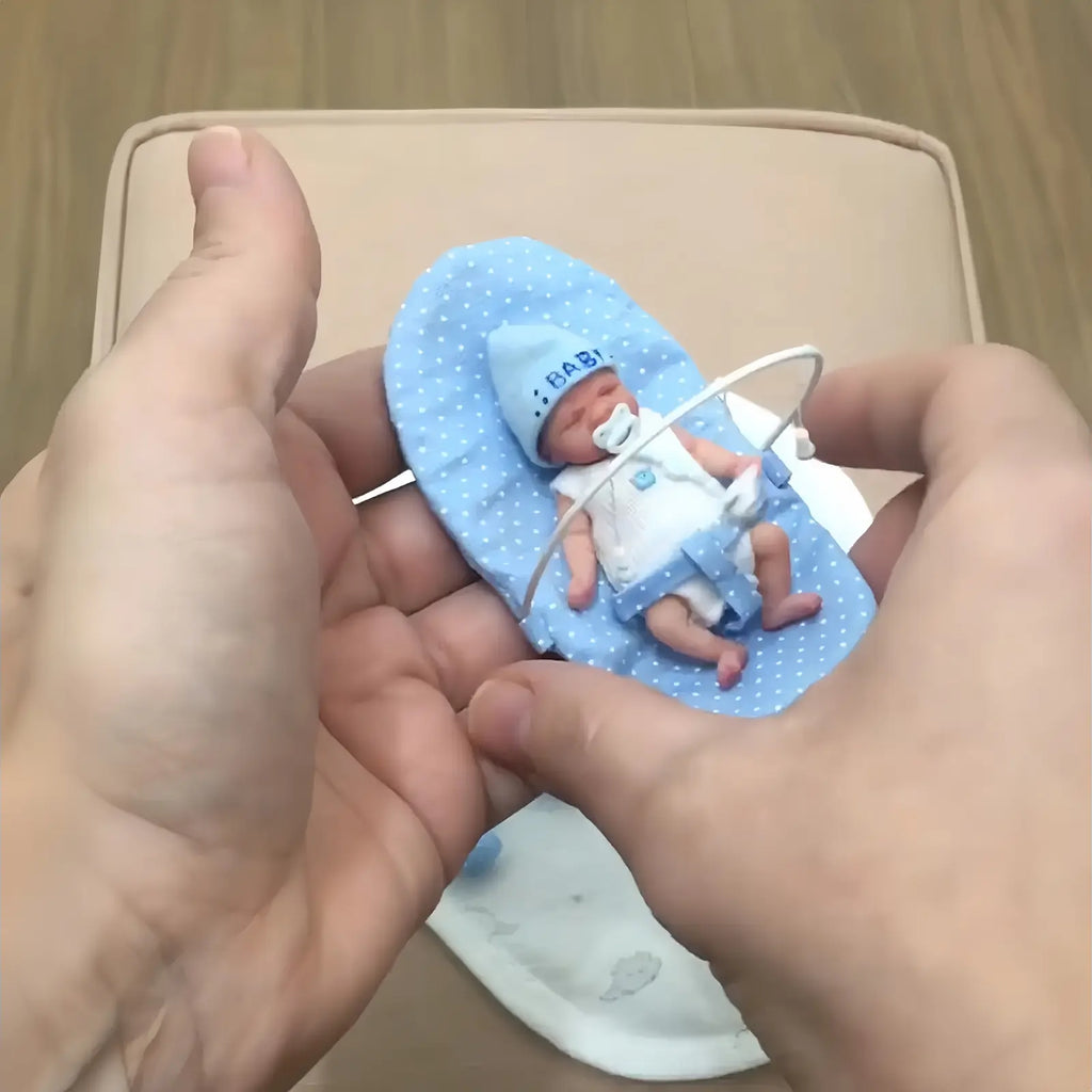 Newborn Sleeping 3 Inches Flexible Solid Platinum Liquid Full Silicone Mini Reborn Doll Baby Girl