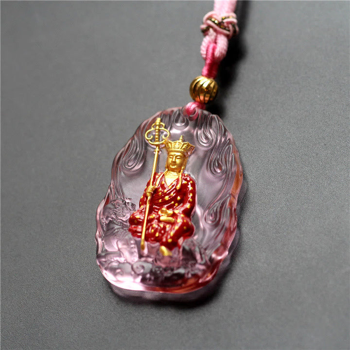 BWOOOH Ksitigarbha Buddha Liuli Crystal Compassion Amulet Necklace Pendant