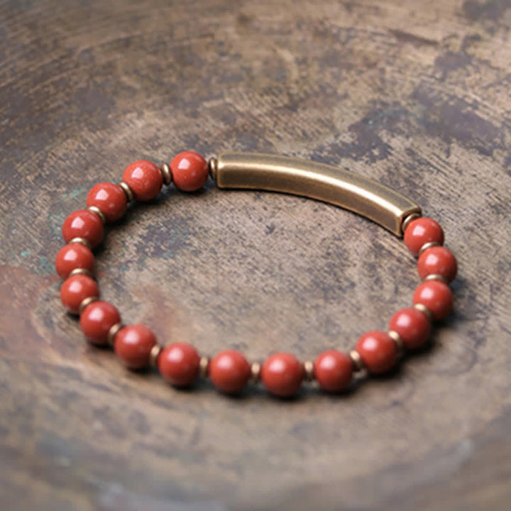 BWOOOH Red Jasper Moss Agate Black Obsidian Crystal Copper Peace Couple Bracelet