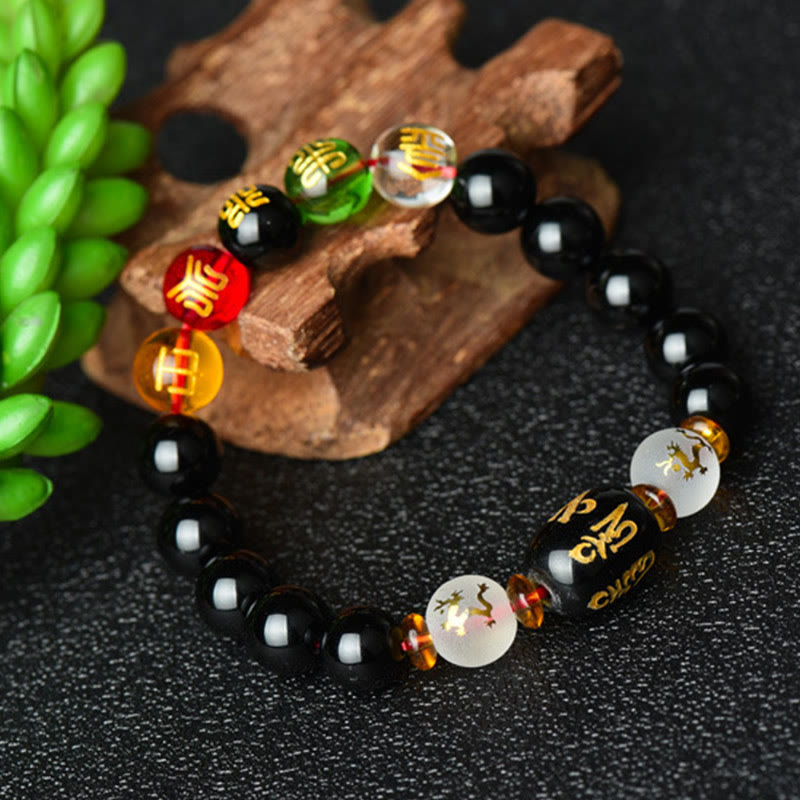 BWOOOH Tibetan Black Onyx Luck Bracelet | natural stone spiritual bracelet for healing and mindful living
