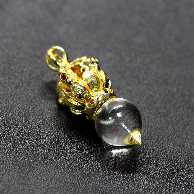 BWOOOH Tibetan Dorje Vajra 4 Prong Lotus Liuli Crystal Strength Necklace Pendant