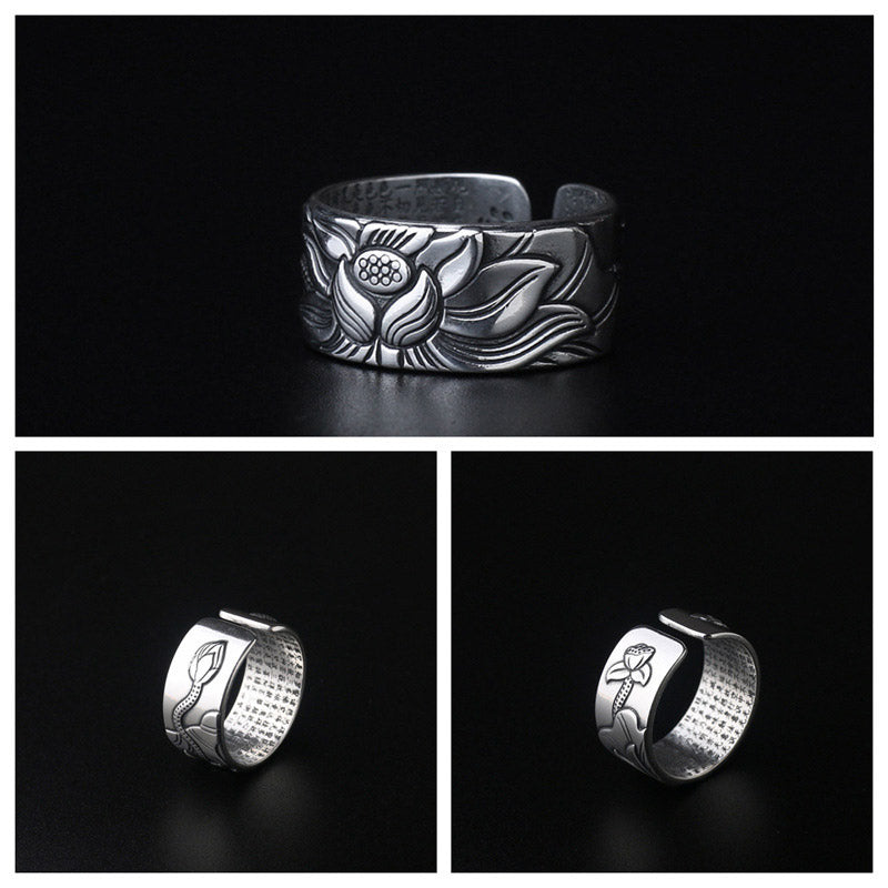 BWOOOH Tibetan Lotus White Copper Enlightenment Ring