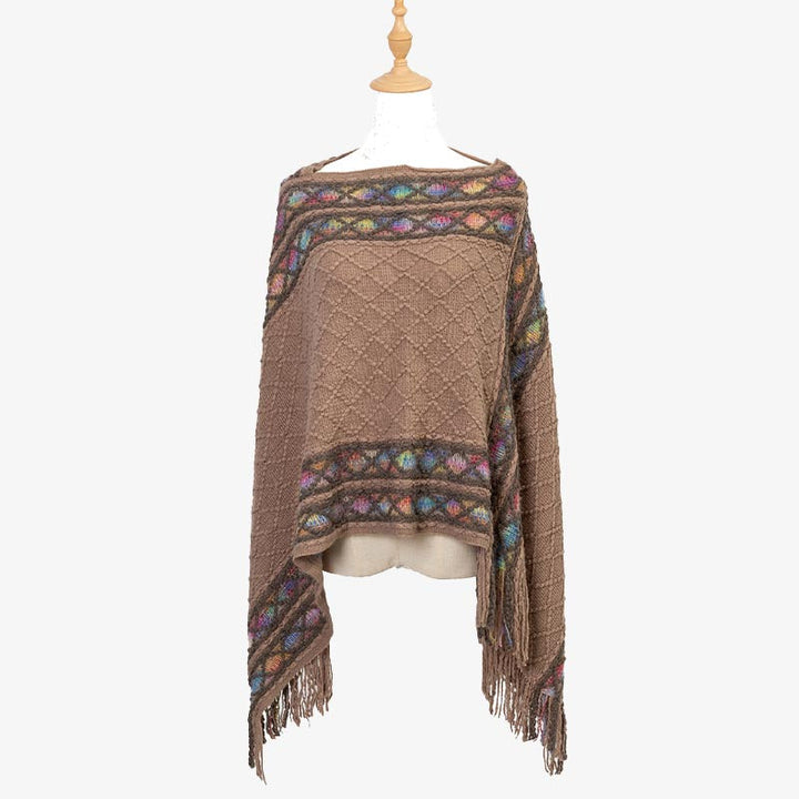 BWOOOH Tibetan Colorful Striped Rhombus Pattern Shawl Tas