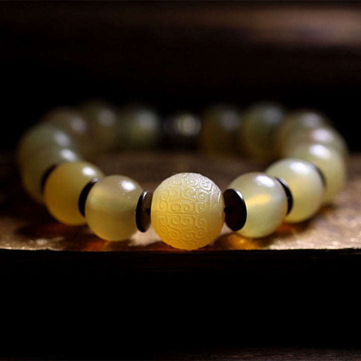 BWOOOH Handmade Tibetan Sheep Horn Om Mani Padme Hum Auspiciousness Bracelet