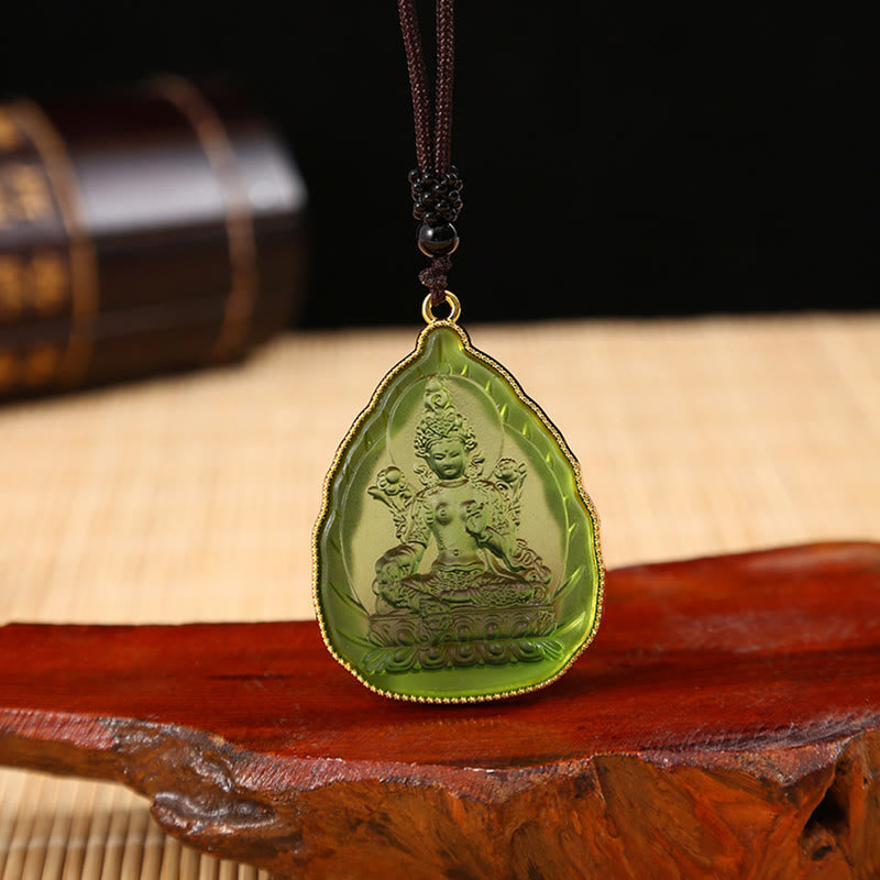 BWOOOH Tibetan Buddha Liuli Crystal Serenity Necklace Pendant