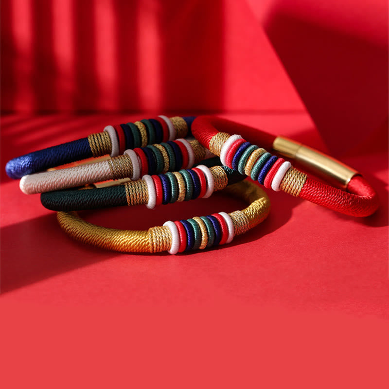 BWOOOH Tibetan Handmade Colorful King Kong Knot Five Elements Luck Braid String Bracele | spiritual healing bracelet