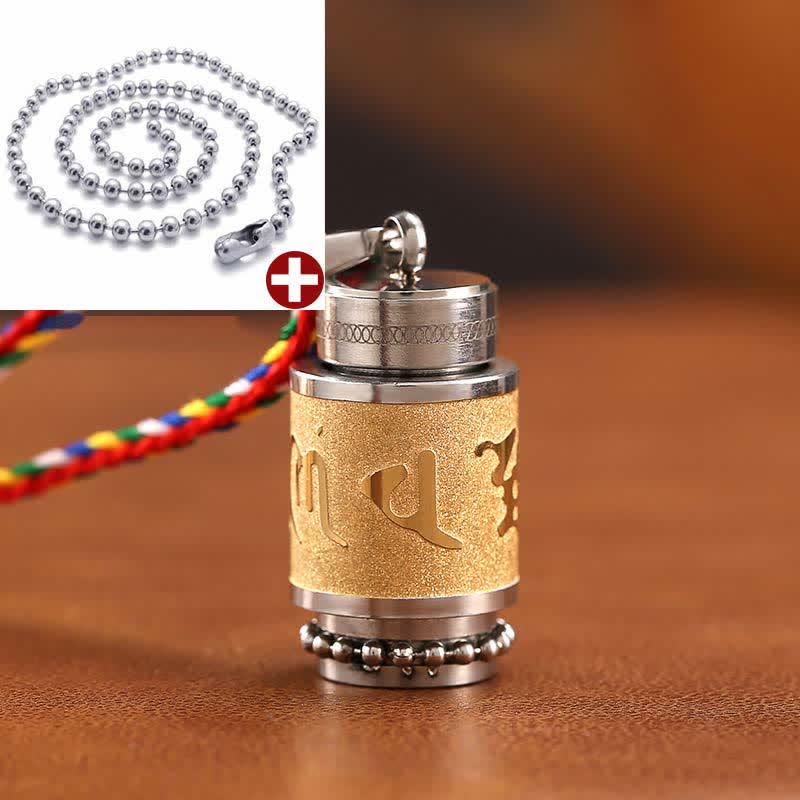 BWOOOH Tibet Om Mani Padme Hum Shurangama Mantra Titanium Steel Wisdom Amulet Necklace Pendant