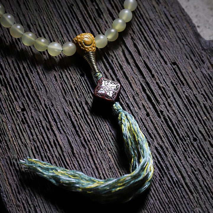 BWOOOH 108 Mala Beads Tibet Sheep Horn Amber Luck Bracelet