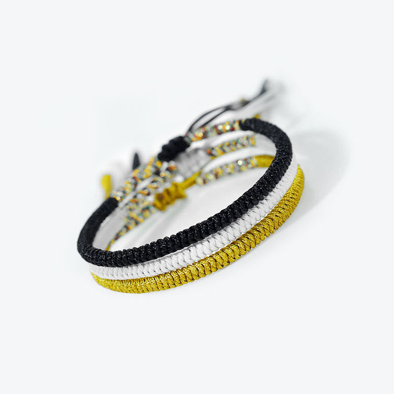 BWOOOH 3Pcs Tibetan Handmade Multicolor King Kong Knot Amulet Bracelet