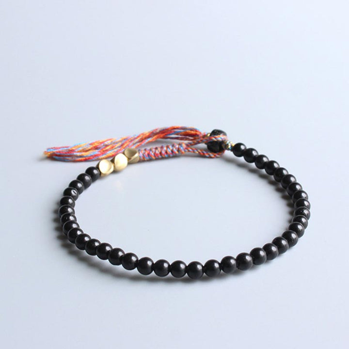 BWOOOH Handmade Tibetan Black Onyx Tassel Bracelet