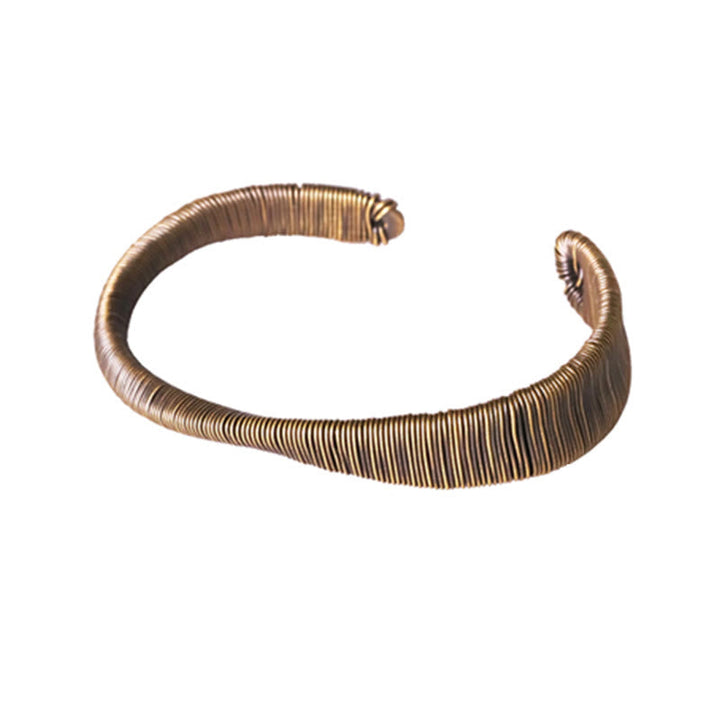 BWOOOH Simple Design Wrapped Brass Copper Luck Wealth Adjustable Cuff Bracelet | spiritual healing bracelet