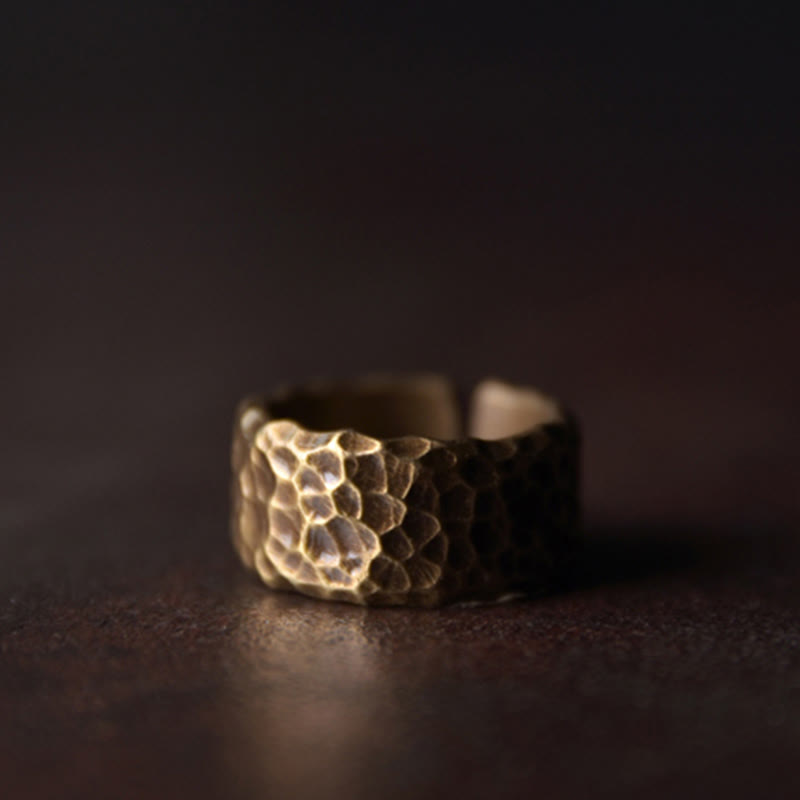 BWOOOH Tibetan Bump Texture Design Copper Brass Luck Ring