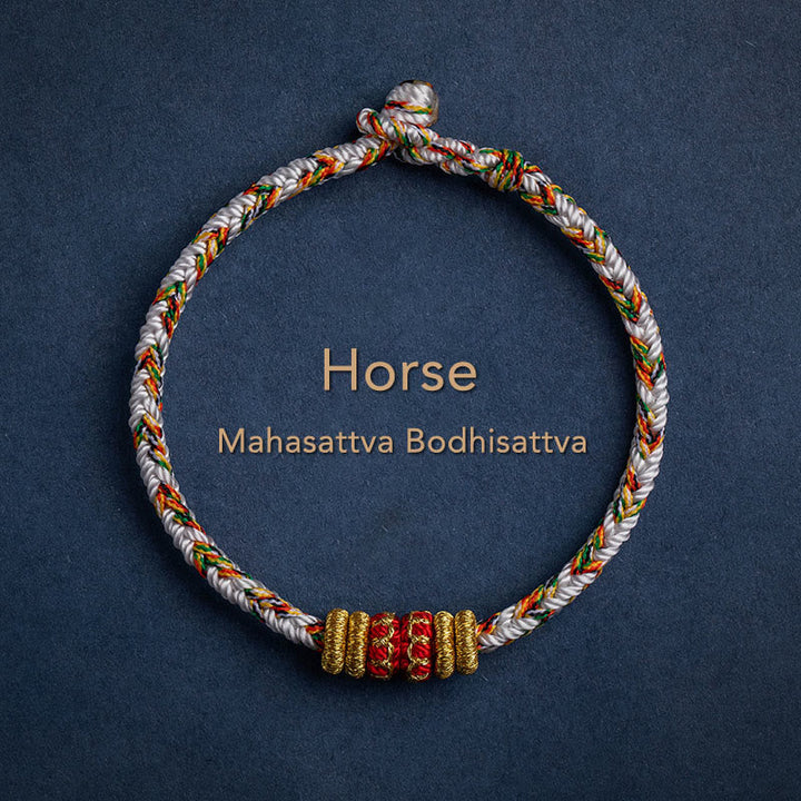 BWOOOH Tibet Handmade Chinese Zodiac Natal Buddha Luck Strength Braided String Bracelet