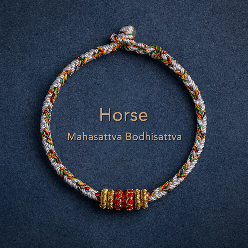 BWOOOH Tibet Handmade Chinese Zodiac Natal Buddha Luck Strength Braided String Bracelet