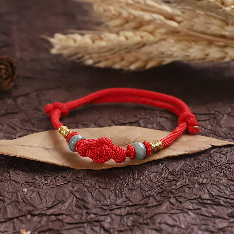 BWOOOH Red String Jade Luck Fortune Knot Braided Couple Bracelet
