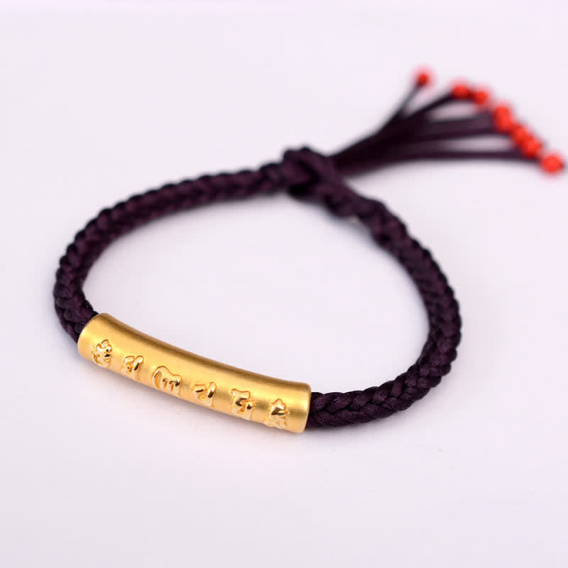 BWOOOH 999 Sterling Silver Om Mani Padme Hum Protection Strength String Bracelet  -  Sterling Silver Tibetan bracelet for sp...