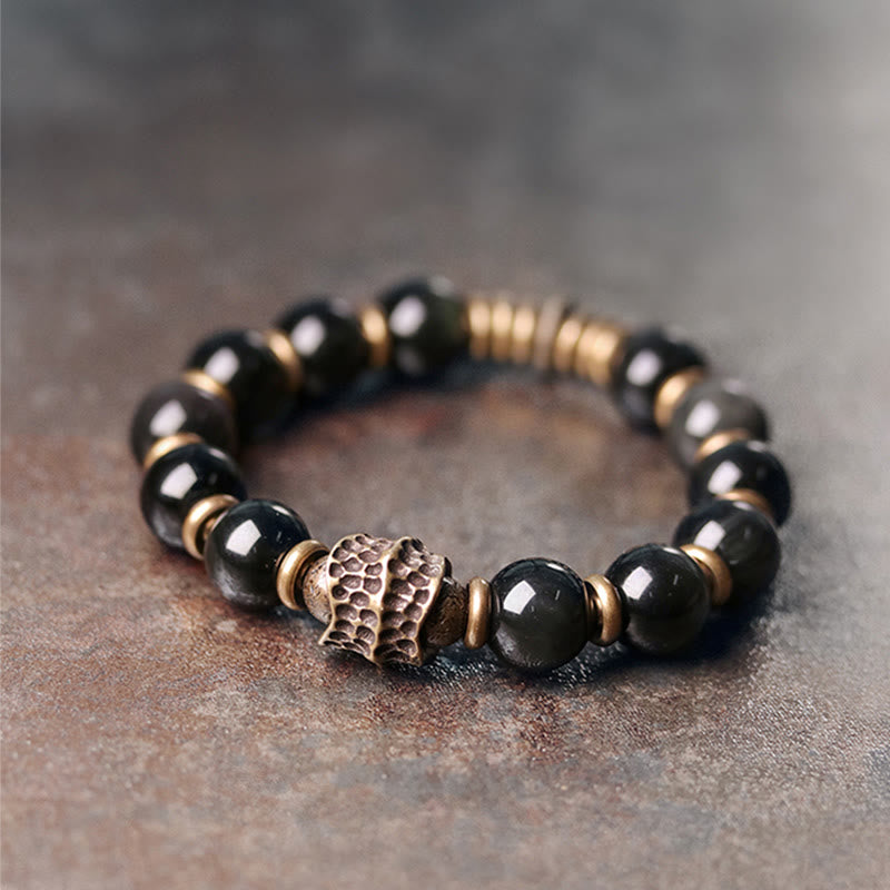 BWOOOH Rainbow Obsidian Copper Love Healing Bracelet