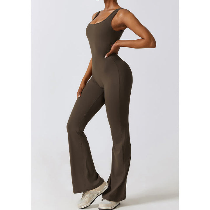BWOOOH printed yoga pants - Women Workout Sleeveless Jumpsuit Flare 