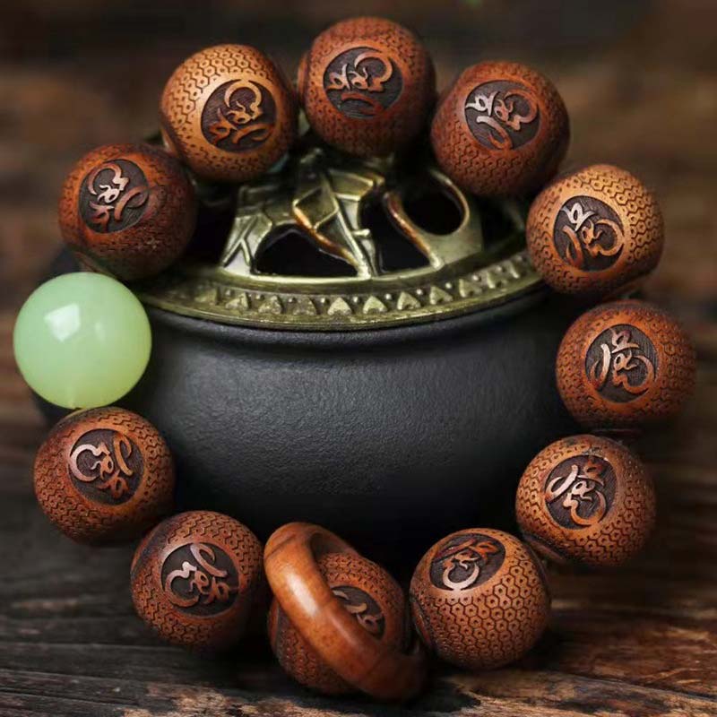 BWOOOH Tibetan Rosewood Engraving Tiger Protection Bracelet