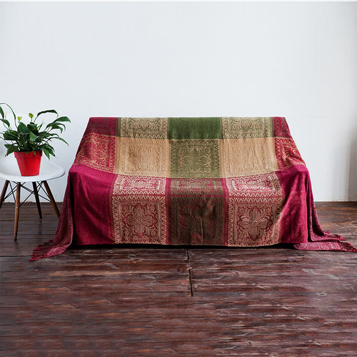 BWOOOH Tibetan Multicolored Flower Pattern Hand-Dyed Blan