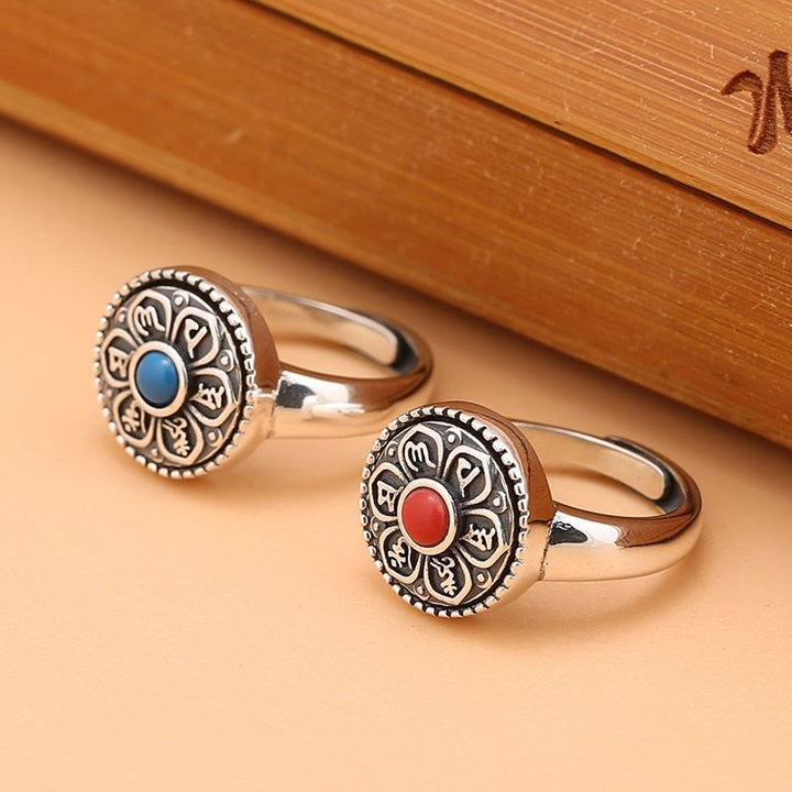 BWOOOH Tibetan Om Mani Padme Hum Peace Rotatable Ring