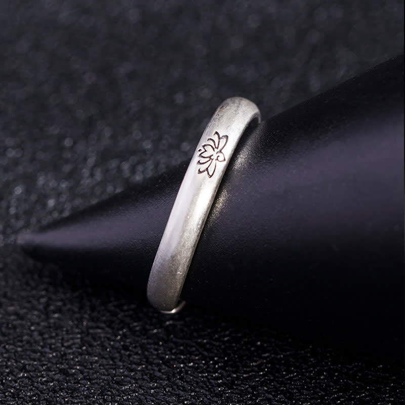 BWOOOH 925 Sterling Silver Lotus Flower Enlightenment Ring