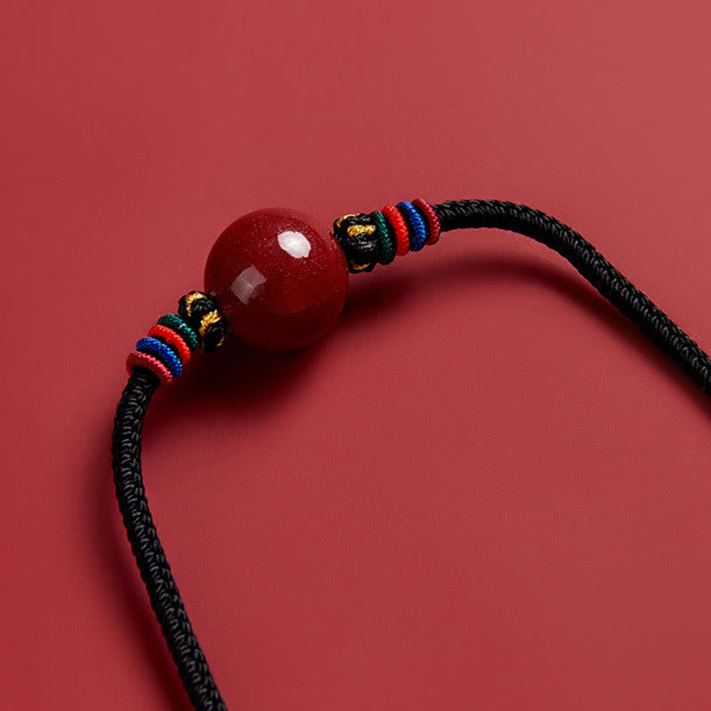 BWOOOH Cinnabar Bead Blessing String Necklace Pendant