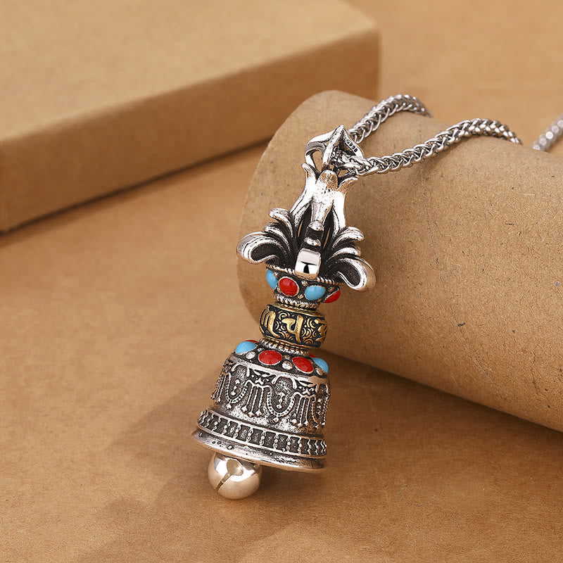 BWOOOH Tibetan Om Mani Padme Hum Dorje Vajra bell strength necklace pendant