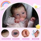 [Heartbeat💖 & Sound🔊] 18" Lifelike Reborn Baby Toddler Girl Grema Has Realistic Skin Blue Eyes and Brown Hair