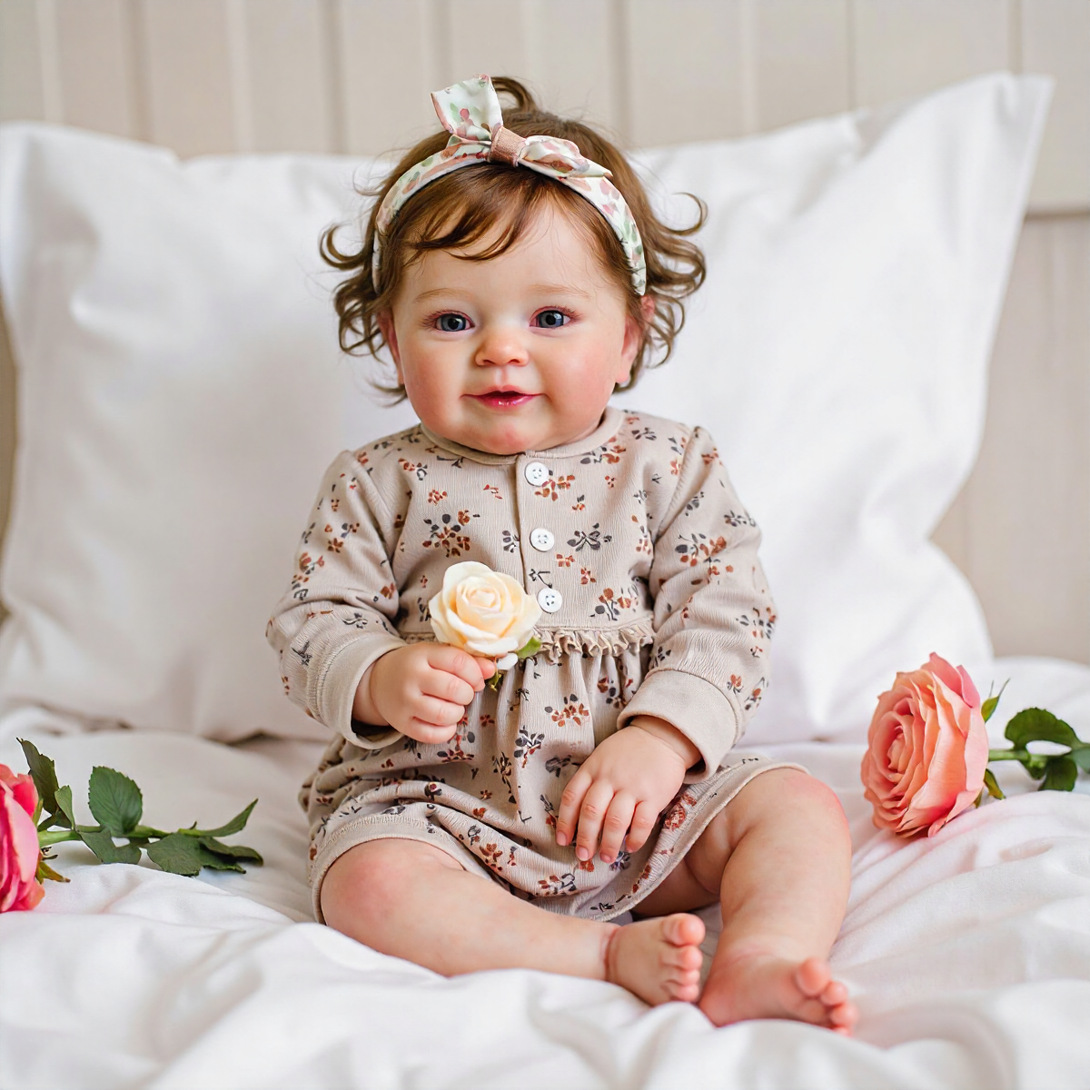 20" Reborn Toddler Realistic Baby Doll Girl Kezan with Brown Hair Special Gifts For Chirdren