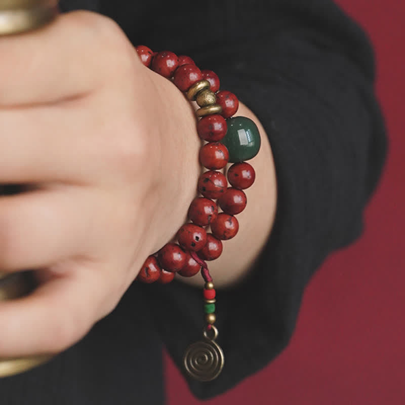BWOOOH Bodhi Seed Cyan Jade Copper Peace Luck Bracelet