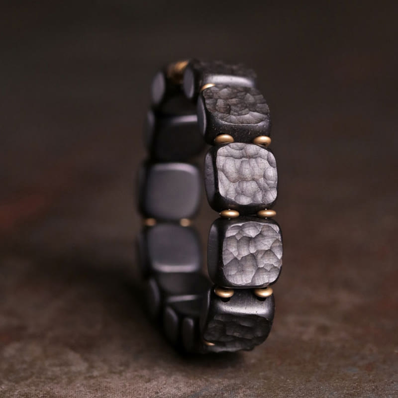 BWOOOH Retro Ebony Wood Texture Style Copper Peace Balance Bracelet
